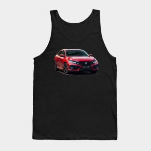 Vibrant Red Honda Civic Vector Front Tee Tank Top